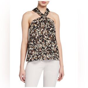 Rebecca Minkoff Women’s Floral-Print Halter Neckline Sleeveless Top Blouse Sz M